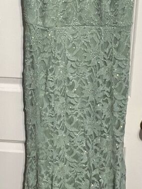 B Darlin Sage Green Lace Maxi Dress with Sequin Detail